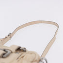 PRADA Gathered Hand Bag Leather 2way Ivory Silver Auth 203005V-11