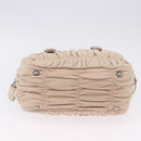 PRADA Gathered Hand Bag Leather 2way Ivory Silver Auth 203005V-12