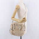PRADA Gathered Hand Bag Leather 2way Ivory Silver Auth 203005V-28