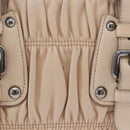 PRADA Gathered Hand Bag Leather 2way Ivory Silver Auth 203005V-4