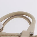 PRADA Gathered Hand Bag Leather 2way Ivory Silver Auth 203005V-9