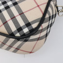 BURBERRY Nova Check Blue Label Accessory Pouch Canvas Beige Silver Auth 203006A-9