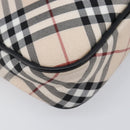 BURBERRY Nova Check Blue Label Accessory Pouch Canvas Beige Silver Auth 203006A-14