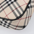 BURBERRY Nova Check Blue Label Accessory Pouch Canvas Beige Silver Auth 203006A-16