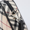 BURBERRY Nova Check Blue Label Accessory Pouch Canvas Beige Silver Auth 203006A-17