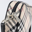BURBERRY Nova Check Blue Label Accessory Pouch Canvas Beige Silver Auth 203006A-10