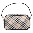 BURBERRY Nova Check Blue Label Accessory Pouch Canvas Beige Silver Auth 203006A-13