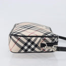 BURBERRY Nova Check Blue Label Accessory Pouch Canvas Beige Silver Auth 203006A-3