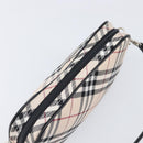 BURBERRY Nova Check Blue Label Accessory Pouch Canvas Beige Silver Auth 203006A-6