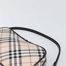 BURBERRY Nova Check Blue Label Accessory Pouch Canvas Beige Silver Auth 203006A-8