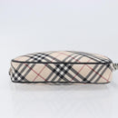 BURBERRY Nova Check Blue Label Accessory Pouch Canvas Beige Silver Auth 203006A-5