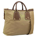 PRADA Hand Bag Nylon Leather 2way Beige Gold Auth 203008-1