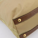 PRADA Hand Bag Nylon Leather 2way Beige Gold Auth 203008-14