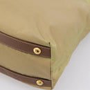 PRADA Hand Bag Nylon Leather 2way Beige Gold Auth 203008-15