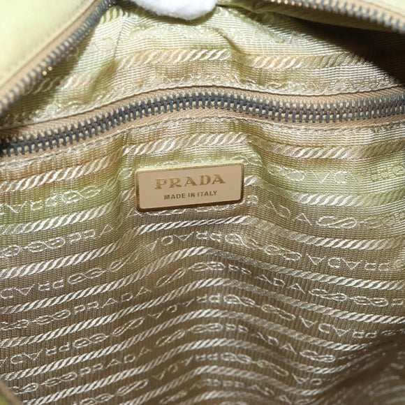 PRADA Hand Bag Nylon Leather 2way Beige Gold Auth 203008