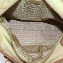 PRADA Hand Bag Nylon Leather 2way Beige Gold Auth 203008-19