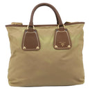 PRADA Hand Bag Nylon Leather 2way Beige Gold Auth 203008-2