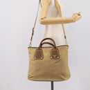 PRADA Hand Bag Nylon Leather 2way Beige Gold Auth 203008-26