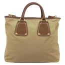 PRADA Hand Bag Nylon Leather 2way Beige Gold Auth 203008-3
