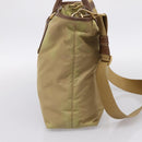 PRADA Hand Bag Nylon Leather 2way Beige Gold Auth 203008-4