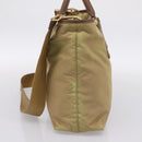 PRADA Hand Bag Nylon Leather 2way Beige Gold Auth 203008-5
