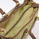 PRADA Hand Bag Nylon Leather 2way Beige Gold Auth 203008-6