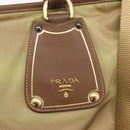 PRADA Hand Bag Nylon Leather 2way Beige Gold Auth 203008-7