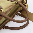 PRADA Hand Bag Nylon Leather 2way Beige Gold Auth 203008-8