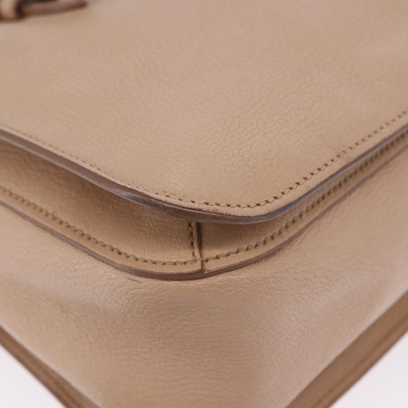 Miu Miu Hand Bag Leather 2way Beige Gold Auth 203009
