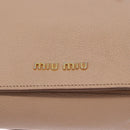 Miu Miu Hand Bag Leather 2way Beige Gold Auth 203009-16