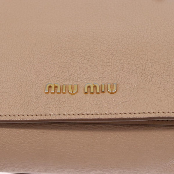 Miu Miu Hand Bag Leather 2way Beige Gold Auth 203009