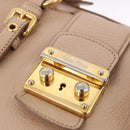 Miu Miu Hand Bag Leather 2way Beige Gold Auth 203009-17