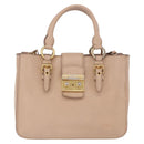 Miu Miu Hand Bag Leather 2way Beige Gold Auth 203009-2