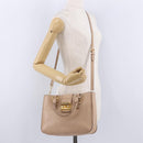 Miu Miu Hand Bag Leather 2way Beige Gold Auth 203009-29