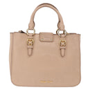 Miu Miu Hand Bag Leather 2way Beige Gold Auth 203009-3