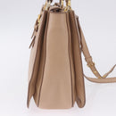 Miu Miu Hand Bag Leather 2way Beige Gold Auth 203009-5