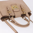 Miu Miu Hand Bag Leather 2way Beige Gold Auth 203009-6