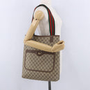 GUCCI GG Supreme Web Sherry Line Tote Bag PVC Beige Gold 89 02 003 Auth 203010-21