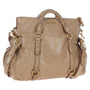 Miu Miu Hand Bag Vitellolux 2way Beige Gold Auth 203013V-1