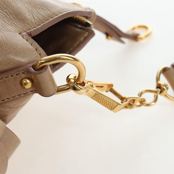 Miu Miu Hand Bag Vitellolux 2way Beige Gold Auth 203013V
