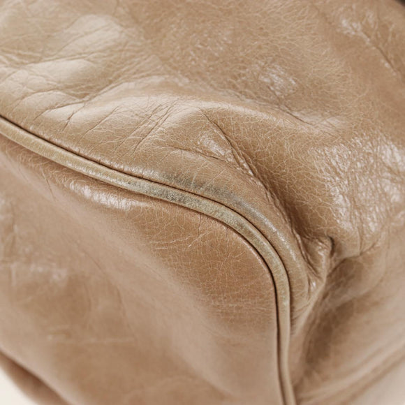 Miu Miu Hand Bag Vitellolux 2way Beige Gold Auth 203013V