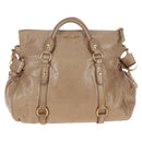 Miu Miu Hand Bag Vitellolux 2way Beige Gold Auth 203013V-2