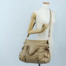 Miu Miu Hand Bag Vitellolux 2way Beige Gold Auth 203013V-28