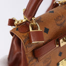 MCM Vicetos Logogram Hand Bag PVC Leather 2way Brown Gold Auth 203014A-16