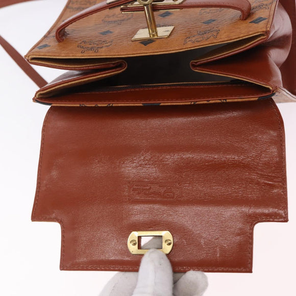 MCM Vicetos Logogram Hand Bag PVC Leather 2way Brown Gold Auth 203014A