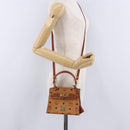 MCM Vicetos Logogram Hand Bag PVC Leather 2way Brown Gold Auth 203014A-27