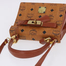MCM Vicetos Logogram Hand Bag PVC Leather 2way Brown Gold Auth 203014A-6