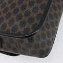 CELINE Macadam Canvas Circle Hand Bag PVC Leather Black Gold Auth 203016-13