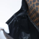 CELINE Macadam Canvas Circle Hand Bag PVC Leather Black Gold Auth 203016-19