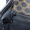 CELINE Macadam Canvas Circle Hand Bag PVC Leather Black Gold Auth 203016-20